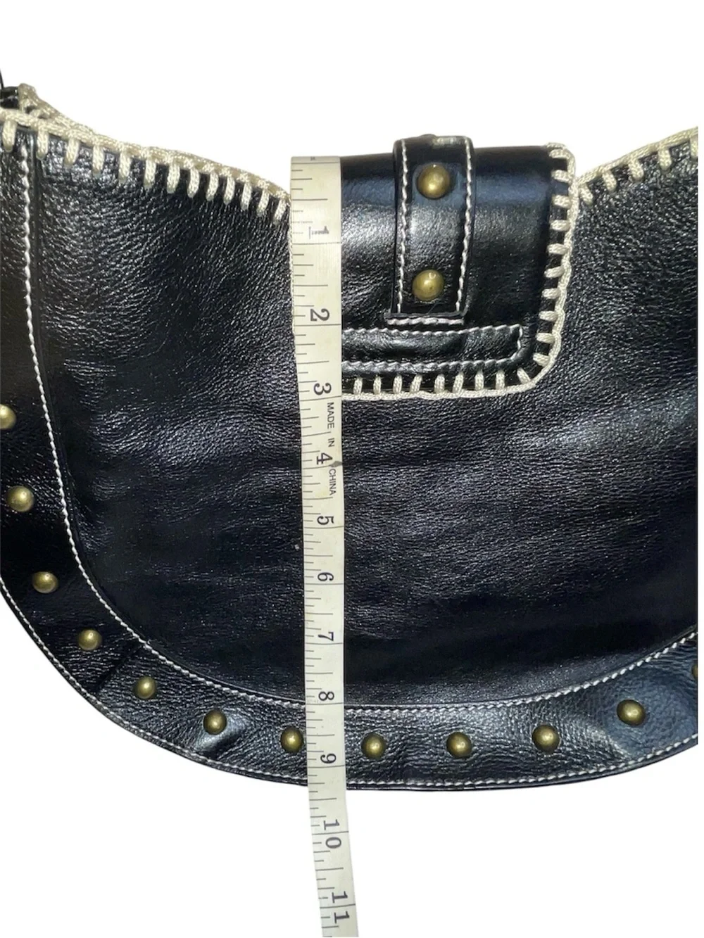 BCBGirls Black Studded Leather Shoulder Bag - Picture 3 of 10